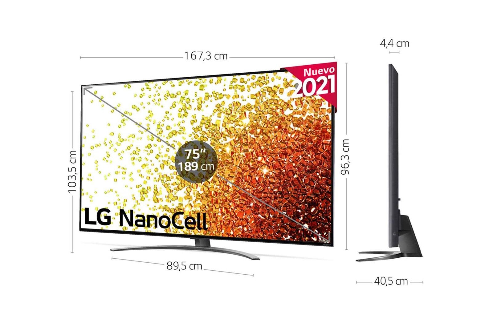 LG 4K NanoCell, SmartTV webOS 6.0, Procesador Inteligente 4K α7 Gen4 con AI, HDR Dolby Vision, DOLBY ATMOS [Clase de eficiencia energética G], 75NANO916PA