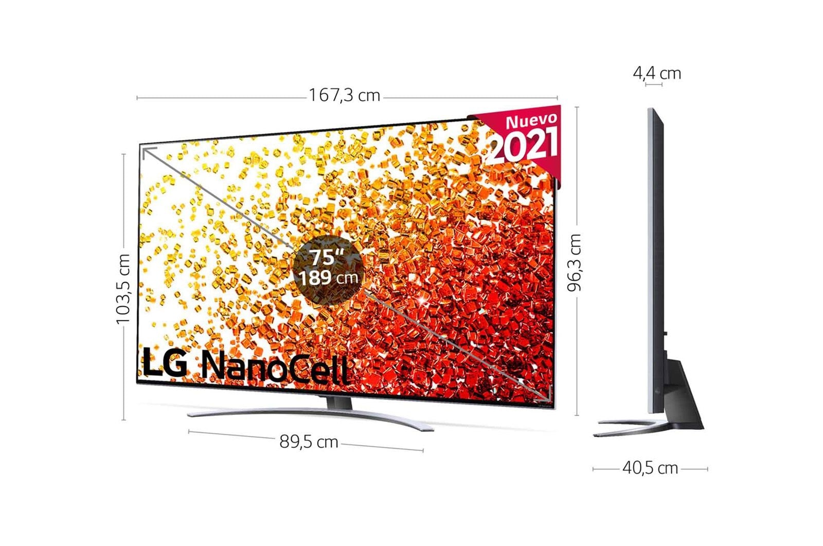 LG 4K NanoCell, SmartTV webOS 6.0, Procesador Inteligente 4K α7 Gen4 con AI, HDR Dolby Vision, DOLBY ATMOS [Clase de eficiencia energética G], 75NANO926PB