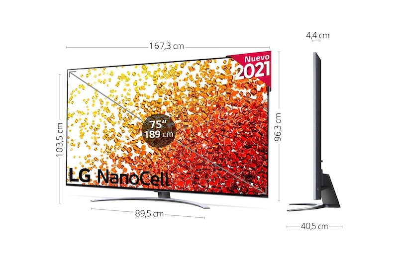 LG 4K NanoCell, SmartTV webOS 6.0, Procesador Inteligente 4K α7 Gen4 con AI, HDR Dolby Vision, DOLBY ATMOS [Clase de eficiencia energética G], 75NANO926PB