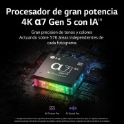 LG TV LG 4K QNED, Procesador Inteligente α5 Gen5 AI Processor 4K, compatible con formatos HDR 10, HLG y HGiG, Smart TV webOS22, perfecto para Gaming, 75QNED7S6QA
