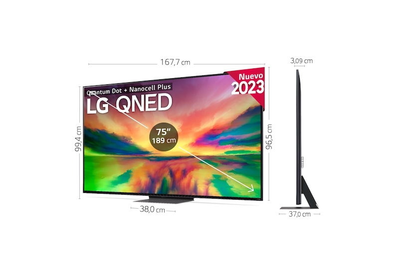 LG TV LG  QNED 4K de 75'' Serie 81, Procesador Gran Potencia, HDR10 / Dolby Digital Plus, Smart TV webOS23, perfecto para Gaming., 75QNED816RE