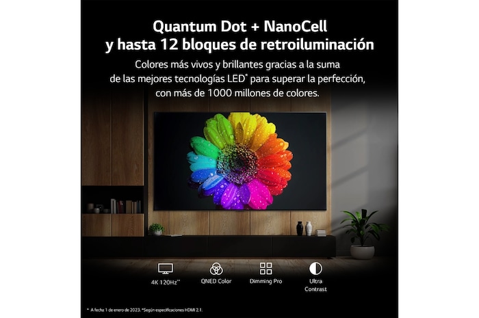LG TV LG QNED 4K de 75'' Serie 81, Procesador Gran Potencia, HDR10 / Dolby Digital Plus, Smart TV webOS23, perfecto para Gaming., 75QNED816RE
