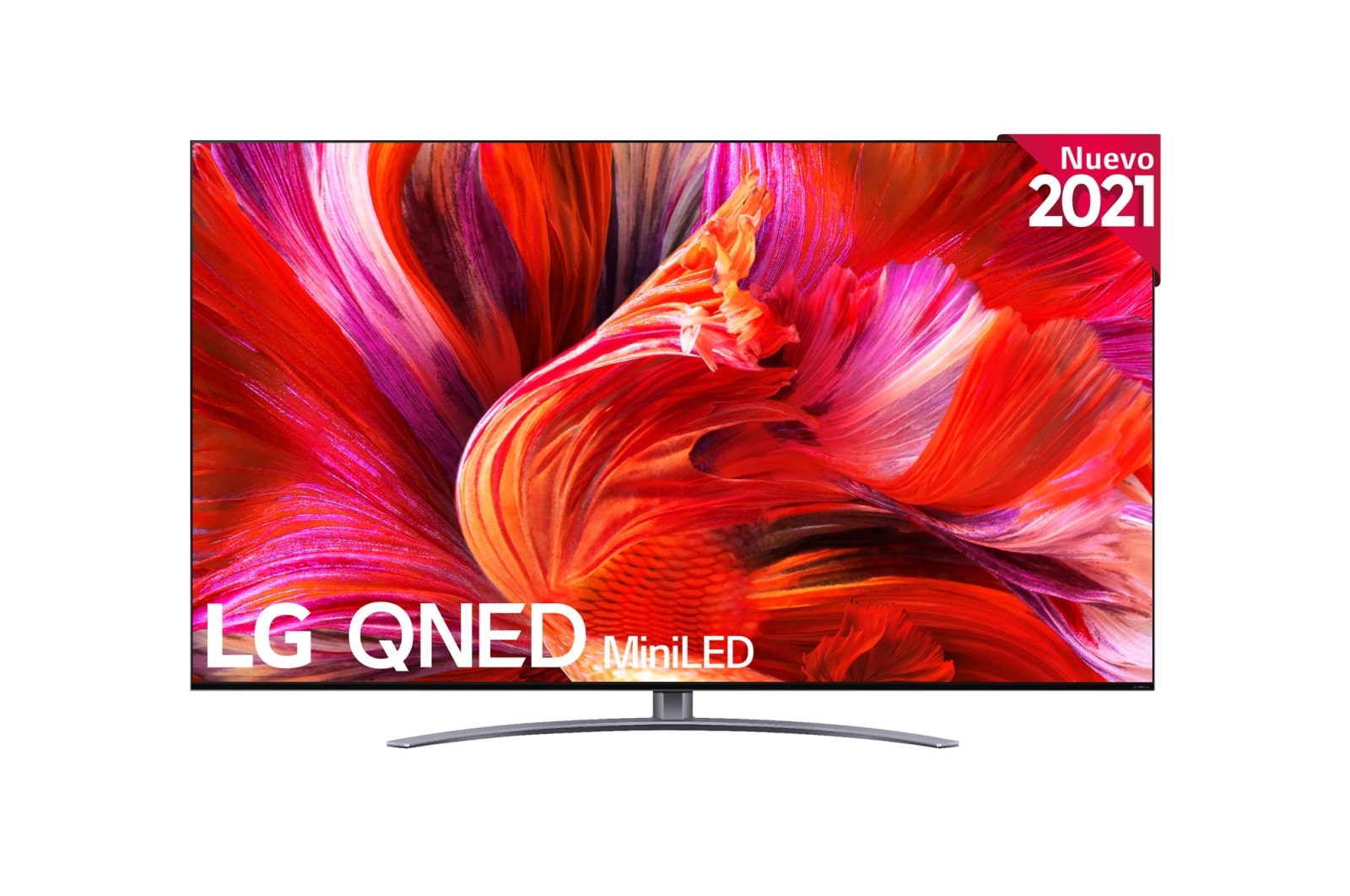 Vista frontal de TV LG 8K QNED Mini LED, SmartTV webOS 6.0, Procesador Inteligente 8K α9 Gen4 con AI, Gaming Pro TV, Compatible con el 100% de formatos HDR, HDR Dolby Vision, DOLBY ATMOS, Eficiencia energética G 75QNED966PA