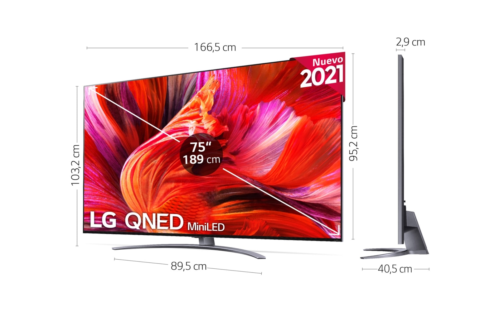 LG TV LG 8K QNED Mini LED, SmartTV webOS 6.0, Procesador Inteligente 8K α9 Gen4 con AI, Gaming Pro TV, Compatible con el 100% de formatos HDR, HDR Dolby Vision, DOLBY ATMOS, Eficiencia energética G, 75QNED966PA
