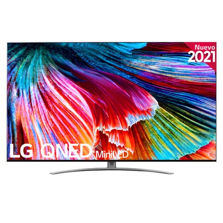 Vista frontal de TV LG 8K QNED Mini LED, SmartTV webOS 6.0, Procesador Inteligente 8K α9 Gen4 con AI, Gaming Pro TV, Compatible con el 100% de formatos HDR, HDR Dolby Vision, DOLBY ATMOS, Eficiencia energética G 65QNED996PB