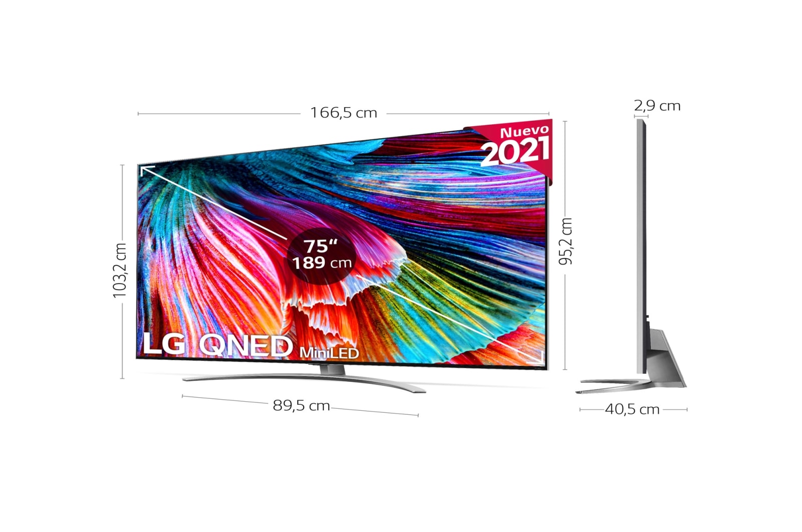LG TV LG 8K QNED Mini LED, SmartTV webOS 6.0, Procesador Inteligente 8K α9 Gen4 con AI, Gaming Pro TV, Compatible con el 100% de formatos HDR, HDR Dolby Vision, DOLBY ATMOS, Eficiencia energética G, 65QNED996PB