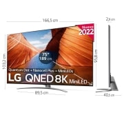 LG Televisor LG 8K QNED Mini LED, Procesador Inteligente de Máxima Potencia 8K α9 Gen 5 con IA, compatible con el 100% de formatos HDR, HDR Dolby Vision y Dolby Atmos, Smart TV webOS22, perfecto para Gaming, 75QNED996QB