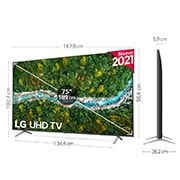 LG 4K UHD, SmartTV webOS 6.0, Procesador de Imagen 4K Quad Core [Clasificación energética G], 75UP76706LB