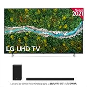 LG 4K UHD, SmartTV webOS 6.0, Procesador de Imagen 4K Quad Core [Clasificación energética G], 75UP76706LB