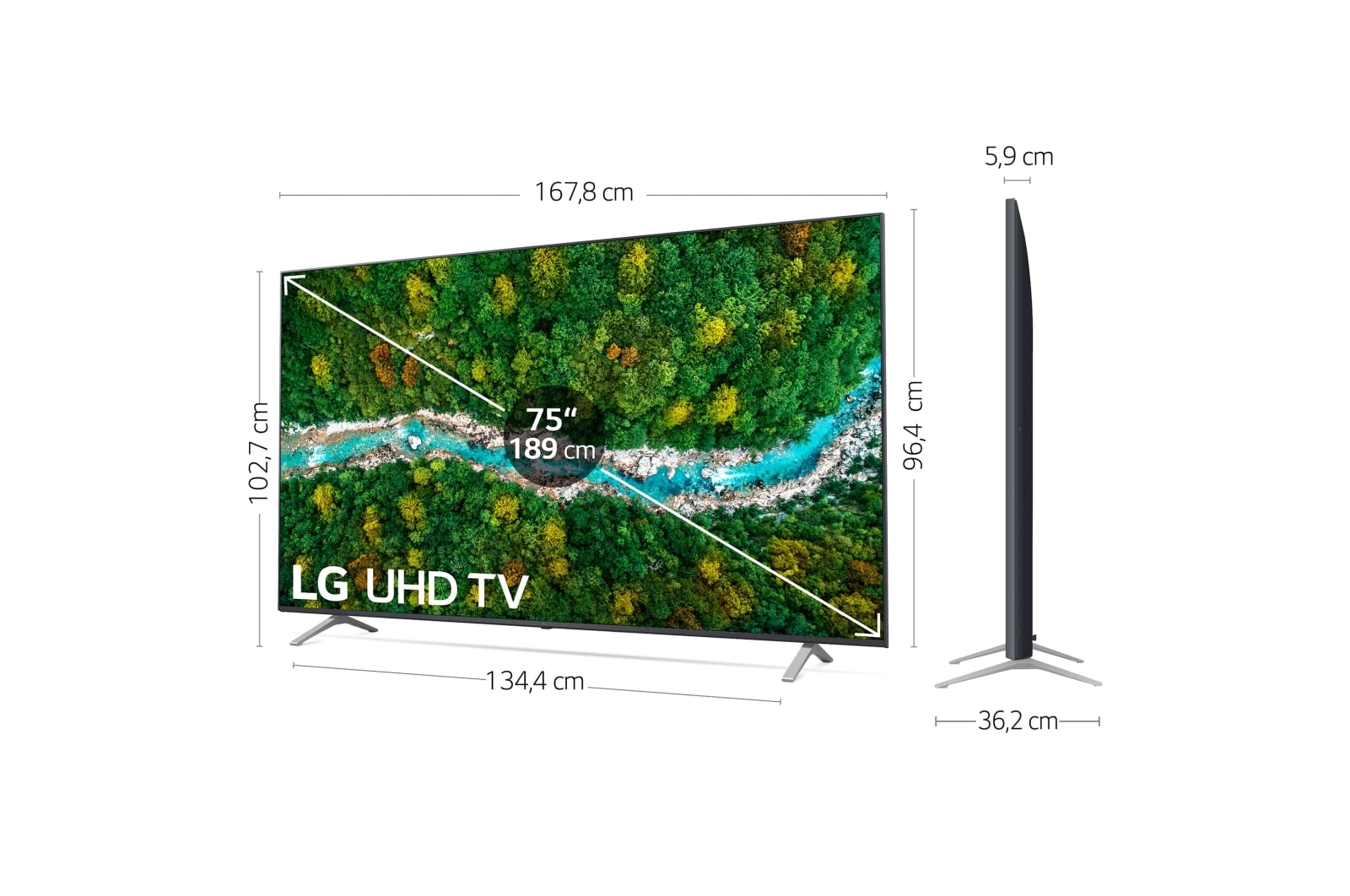 LG 4K UHD, SmartTV webOS 6.0, Procesador de Imagen 4K Quad Core [Clasificación energética G], 75UP77109LC