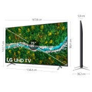 LG 4K UHD, SmartTV webOS 6.0, Procesador de Imagen 4K Quad Core [Clasificación energética G], 75UP77109LC