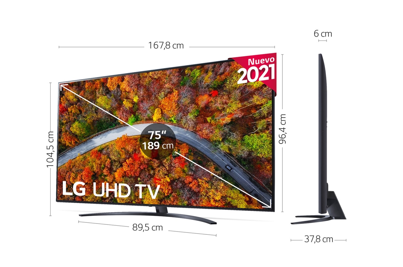 LG 4K UHD, SmartTV webOS 6.0, Procesador de Imagen 4K Quad Core [Clasificación energética G], 75UP81006LA