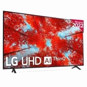 Vista frontal de Televisor LG 4K UHD, Procesador de Gran Potencia 4K a5 Gen 5, compatible con formatos HDR 10, HLG y HGiG, Smart TV webOS22. 75UQ90006LA