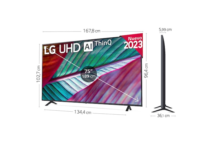 LG TV LG  UHD 4K de 75'' Serie 76, Procesador Alta Potencia, HDR10 / Dolby Digital Plus, Smart TV webOS23., 75UR76006LL