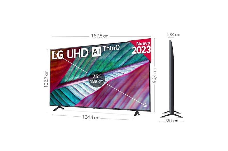 LG TV LG UHD 4K de 75'' Serie 78, Procesador Alta Potencia, HDR10 / Dolby Digital Plus, Smart TV webOS23., 75UR78006LK