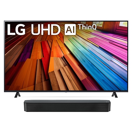 Vista frontal de Pack TV LG UHD UT80 75&#34;  &#43; Barra de Sonido SQM1 75UT80006LA.ESB
