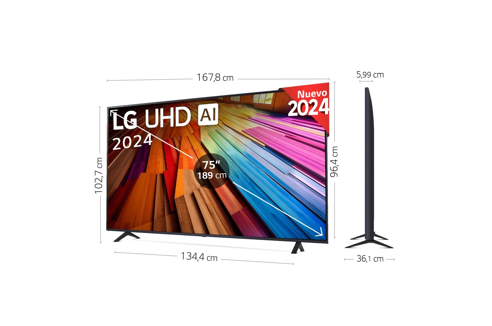 LG 75 pulgadas TV LG UHD AI 4K serie UT80  con Smart TV WebOS24, 75UT80006LA