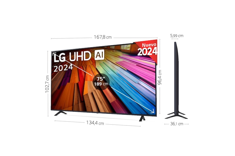 LG 75 pulgadas TV LG UHD AI 4K serie UT80  con Smart TV WebOS24, 75UT80006LA