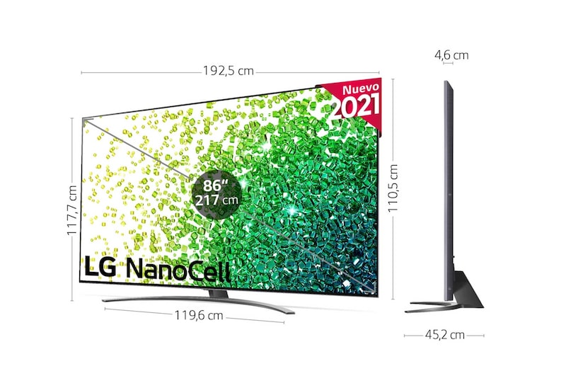 LG 4K NanoCell, SmartTV webOS 6.0, Procesador Inteligente 4K α7 Gen4 con AI, HDR Dolby Vision, DOLBY ATMOS [Clase de eficiencia energética G], 86NANO866PA