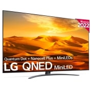 Imagen frontal de un TV QNED MiniLED con el logo