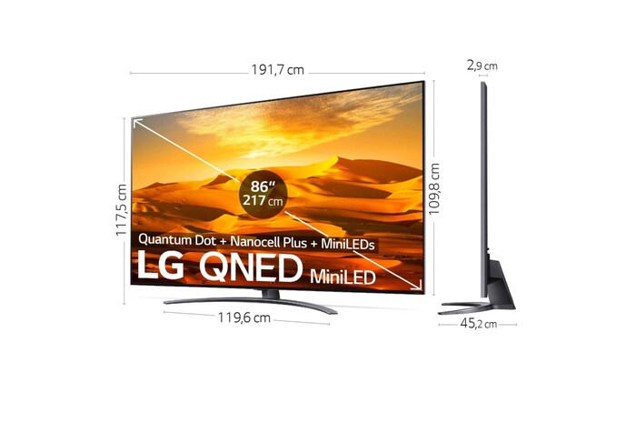 LG TV LG QNED MiniLED 4K 65'' Serie 91, Procesador Gran Potencia, Dolby Vision / Dolby Atmos, Smart TV webOS22, perfecto para gaming., 65QNED916QE