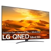 Imagen frontal de un TV QNED MiniLED con el logo