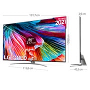 LG TV LG 8K QNED Mini LED, SmartTV webOS 6.0, Procesador Inteligente 8K α9 Gen4 con AI, Gaming Pro TV, Compatible con el 100% de formatos HDR, HDR Dolby Vision, DOLBY ATMOS, Eficiencia energética G, 86QNED996PB