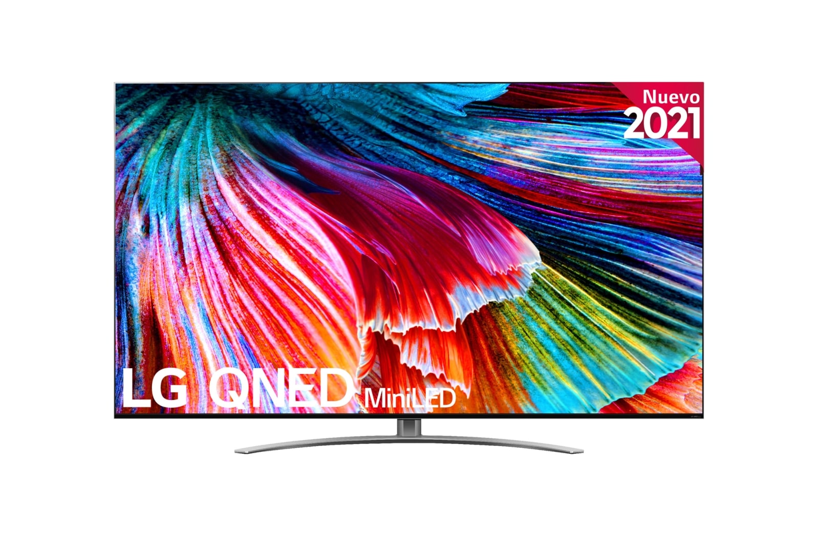 Vista frontal de TV LG 8K QNED Mini LED, SmartTV webOS 6.0, Procesador Inteligente 8K α9 Gen4 con AI, Gaming Pro TV, Compatible con el 100% de formatos HDR, HDR Dolby Vision, DOLBY ATMOS, Eficiencia energética G 86QNED996PB