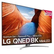 LG Televisor LG 8K QNED Mini LED, Procesador Inteligente de Máxima Potencia 8K α9 Gen 5 con IA, compatible con el 100% de formatos HDR, HDR Dolby Vision y Dolby Atmos, Smart TV webOS22, perfecto para Gaming., 86QNED996QB