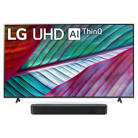 Vista frontal de Pack TV LG UHD UR78 86&#34; &#43; Barra de Sonido SQM1 86UR78006LB.ESB