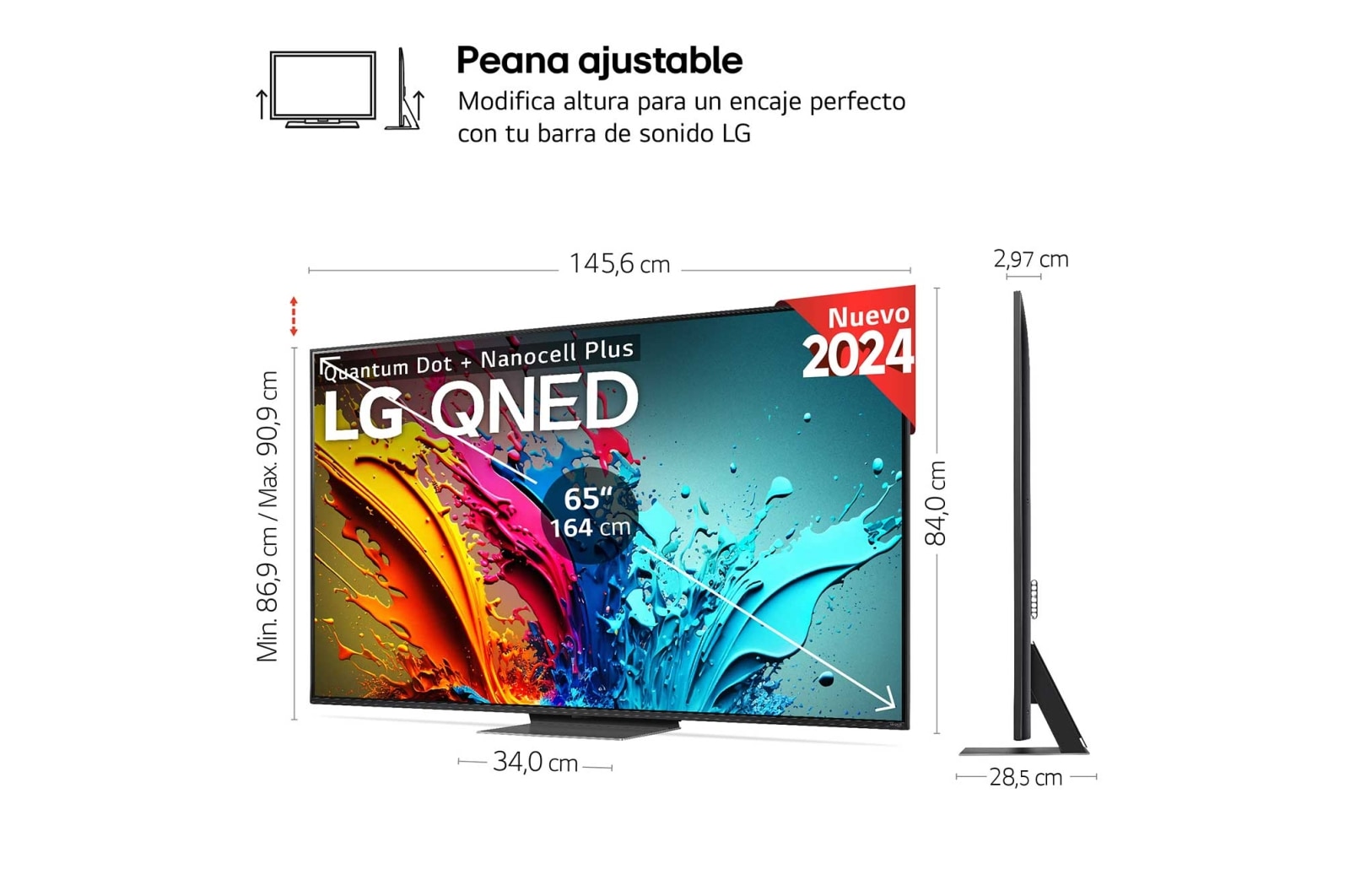 LG 65 pulgadas TV LG QNED 4K serie AI QNED87  con Smart TV WebOS24, 65QNED87T6B