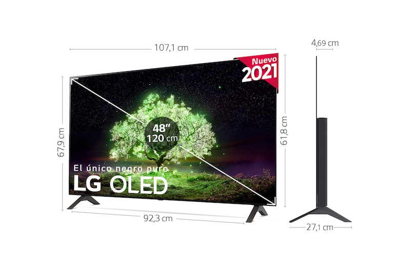 LG 4K OLED, SmartTV webOS 6.0, Procesador Inteligente 4K α7 Gen4 con AI, HDR Dolby Vision, DOLBY ATMOS [Clase de eficiencia energética G], OLED48A16LA