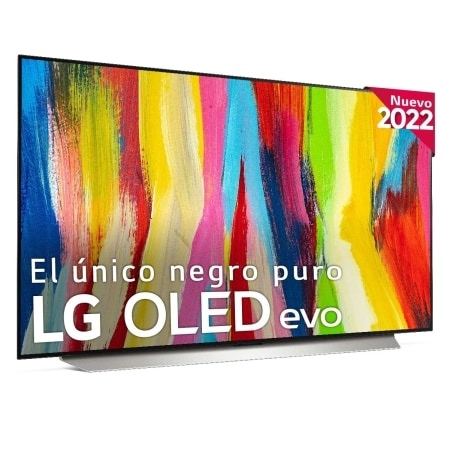 Vista frontal de TV LG 4K OLED evo, Procesador Inteligente de Máxima Potencia 4K a9 Gen 5 con IA, compatible con el 100% de formatos HDR, HDR Dolby Vision, Dolby Atmos y Filmmaker. Smart TV webOS22, el Mejor TV para Gaming. OLED48C27LA.AEU