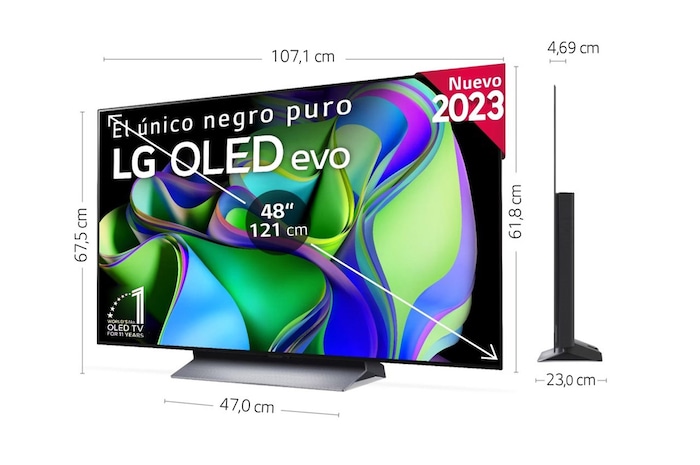 LG TV LG  OLED evo 4K de 48'' C3, Procesador Máxima Potencia, Dolby Vision / Dolby ATMOS, Smart TV webOS23, el mejor TV para Gaming., OLED48C34LA