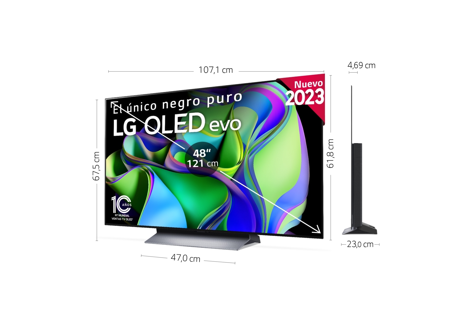 LG TV LG  OLED evo 4K de 48'' C3, Procesador Máxima Potencia, Dolby Vision / Dolby ATMOS, Smart TV webOS23, el mejor TV para Gaming., OLED48C35LA