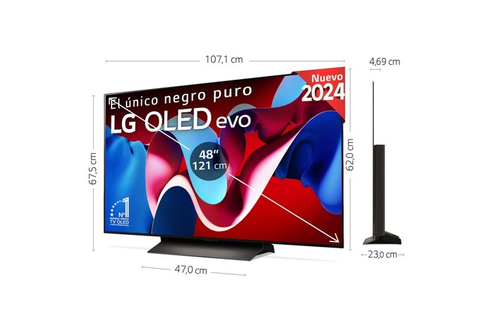 LG Outlet 48 pulgadas Smart TV LG OLED evo AI C4 4K 2024, OLED48C46LA.OUTLET