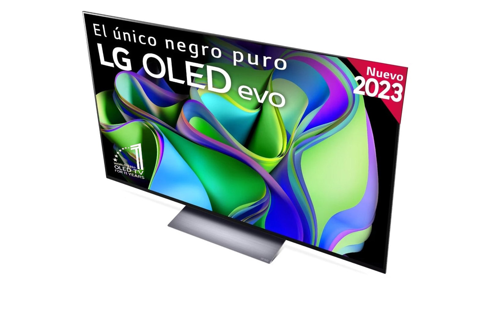 LG TV LG  OLED evo 4K de 55'' C3, Procesador Máxima Potencia, Dolby Vision / Dolby ATMOS, Smart TV webOS23, el mejor TV para Gaming., Slightly-angled right-facing side view., OLED55C34LA