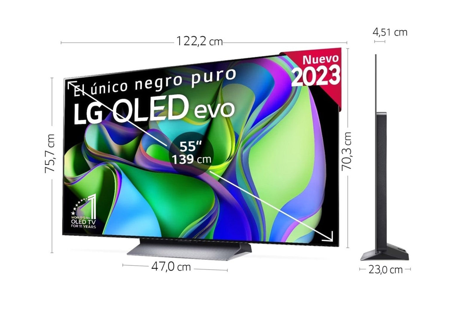 LG TV LG  OLED evo 4K de 55'' C3, Procesador Máxima Potencia, Dolby Vision / Dolby ATMOS, Smart TV webOS23, el mejor TV para Gaming., OLED55C35LA
