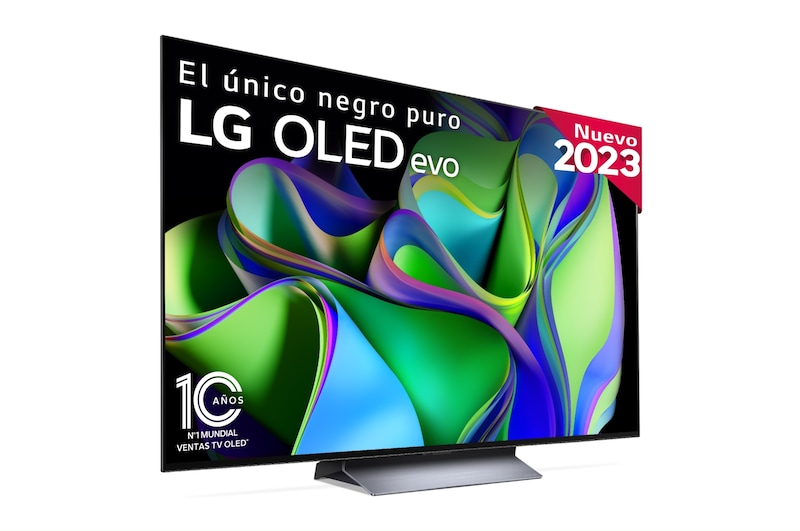 Vista frontal de TV LG  OLED evo 4K de 55'' C3, Procesador Máxima Potencia, Dolby Vision / Dolby ATMOS, Smart TV webOS23, el mejor TV para Gaming. OLED55C36LC