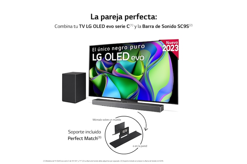 LG TV LG  OLED evo 4K de 55'' C3, Procesador Máxima Potencia, Dolby Vision / Dolby ATMOS, Smart TV webOS23, el mejor TV para Gaming., OLED55C36LC