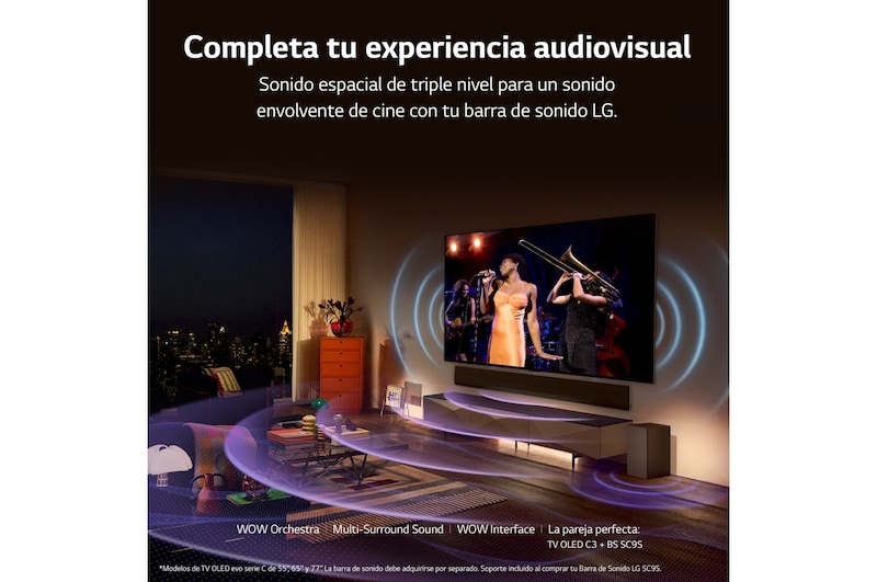 LG TV LG  OLED evo 4K de 55'' C3, Procesador Máxima Potencia, Dolby Vision / Dolby ATMOS, Smart TV webOS23, el mejor TV para Gaming., OLED55C36LC
