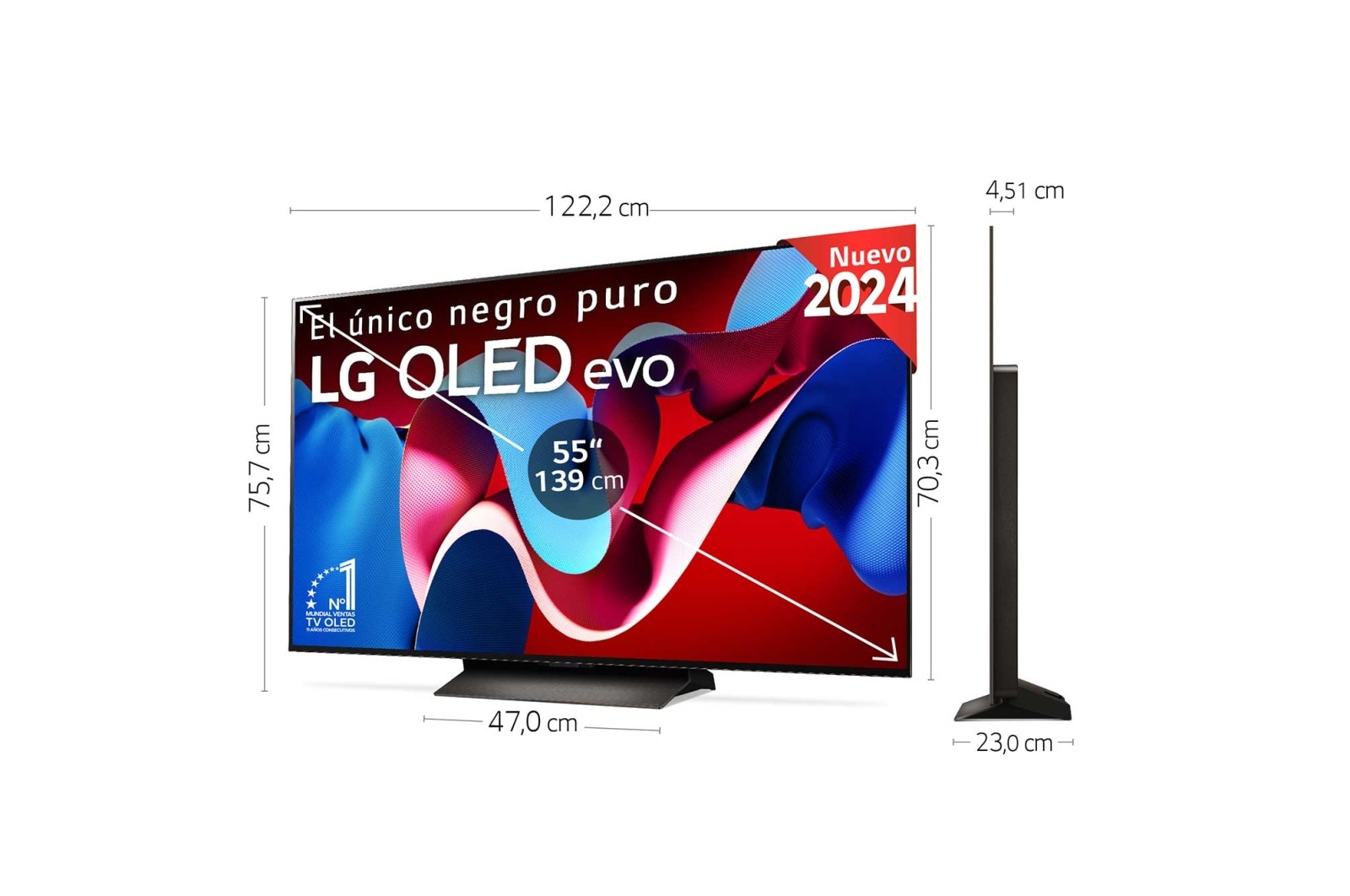 LG 55 pulgadas TV LG OLED 4K serie C4  con Smart TV WebOS24, OLED55C44LA
