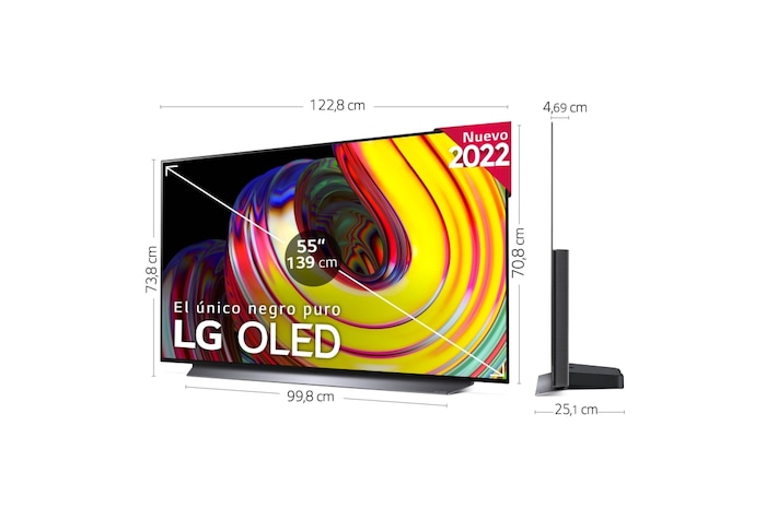 LG Televisor LG 4K OLED, Procesador Inteligente de Máxima Potencia 4K a9 Gen 5 con IA, compatible con el 100% de formatos HDR, HDR Dolby Vision, Dolby Atmos, Smart TV webOS22, el mejor TV para Gaming., OLED55CS6LA