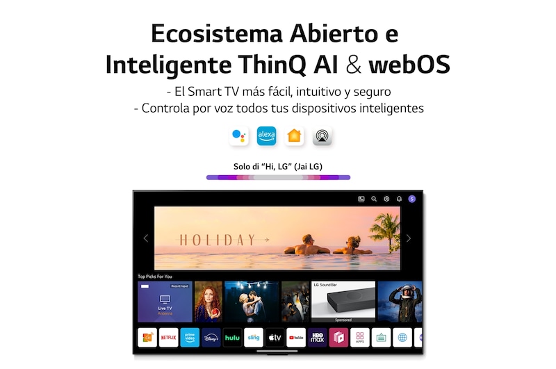 LG Televisor LG  4K OLED evo Gallery Edition, Procesador Inteligente de Máxima Potencia 4K a9 Gen 5 con IA, compatible con el 100% de formatos HDR, HDR Dolby Vision, Dolby Atmos, Smart TV webOS22, el mejor TV para Gaming.  Ideal para colgar en la pared., OLED55G26LA