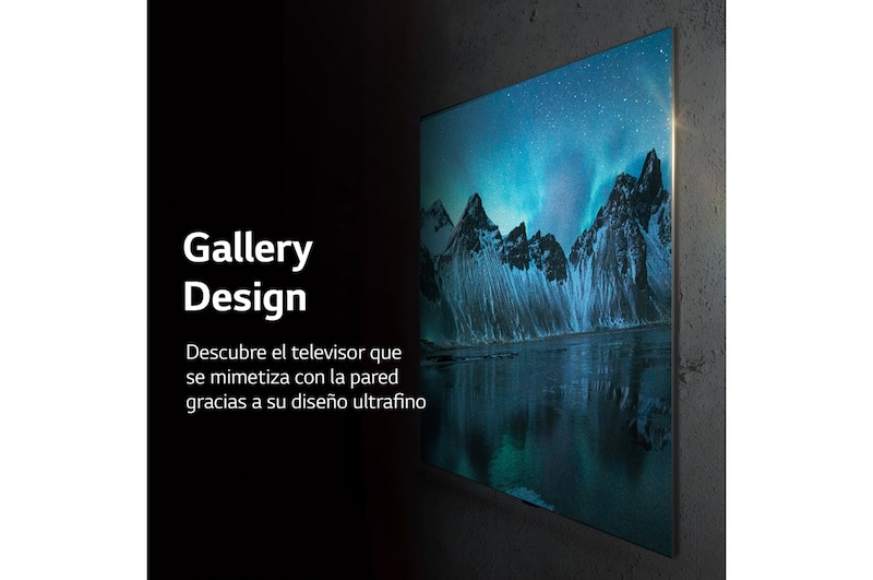 LG Televisor LG  4K OLED evo Gallery Edition, Procesador Inteligente de Máxima Potencia 4K a9 Gen 5 con IA, compatible con el 100% de formatos HDR, HDR Dolby Vision, Dolby Atmos, Smart TV webOS22, el mejor TV para Gaming.  Ideal para colgar en la pared., OLED55G26LA
