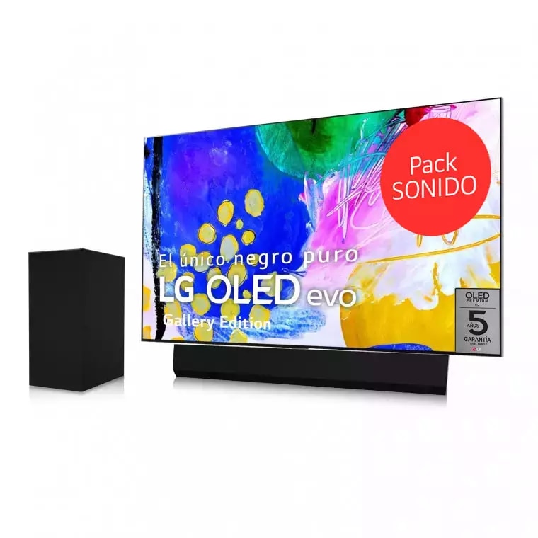 Vista frontal de TV LG 4K OLED evo GALLERY de 55&#34; &#43; Barra de Sonido G1 OLED55G29LA.ESB