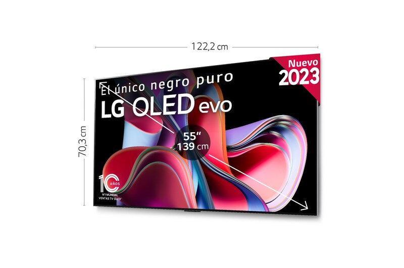 LG TV LG  OLED evo 4K de 55'' G3, Procesador Máxima Potencia, Dolby Vision / Dolby ATMOS, Smart TV webOS23, el mejor TV para Gaming. Perfecta Integración en Pared., OLED55G36LA