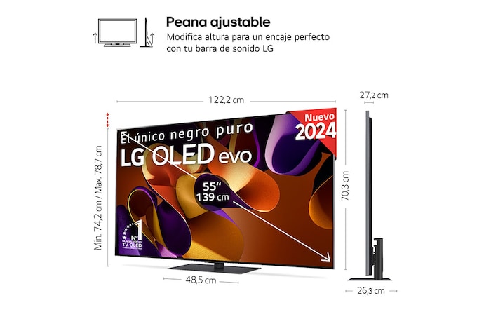 LG 55 pulgadas TV LG OLED evo* AI 4K serie G4  con Smart TV WebOS24, OLED55G46LS.OBS