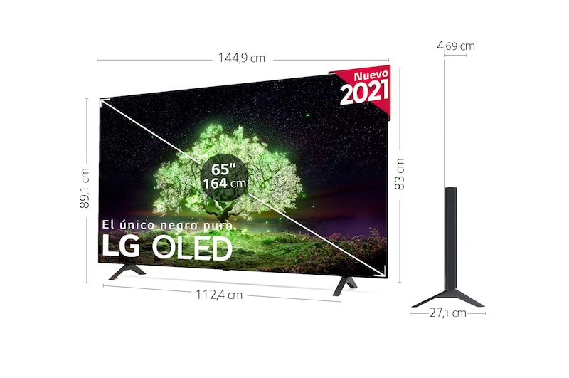 LG 4K OLED, SmartTV webOS 6.0, Procesador Inteligente 4K α7 Gen4 con AI, HDR Dolby Vision, DOLBY ATMOS [Clase de eficiencia energética G], OLED65A16LA