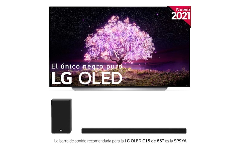 LG 4K OLED, SmartTV webOS 6.0, Procesador Inteligente 4K α9 Gen4 con AI, HDR Dolby Vision, DOLBY ATMOS [Clase de eficiencia energética G], OLED65C15LA